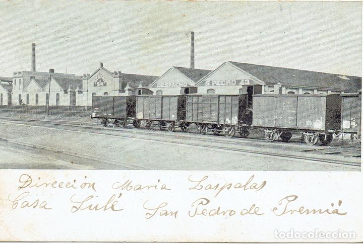 Postkarten: PS4772 SAN PEDRO DE PREMI&Aacute; - VISTA DE VAGONES DE TREN Y F&Aacute;BRICAS - LIT. SU&Aacute;REZ Y MAS - PRINC. S. XX