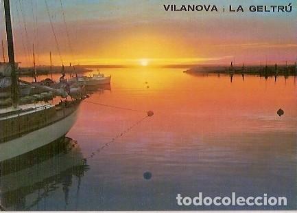 Cartoline: POSTAL A COLOR COSTA DORADA VILLANUEVA Y GELTRU ATARDECER EN EL PUERTO ESCRITA