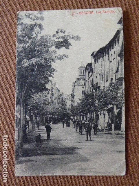Postales: GERONA. LAS RAMBLAS.  N&ordm; 21.  THOMAS.  ESCRITA. - Foto 1
