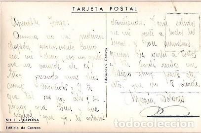 Postales: ANTIGUA POSTAL N&ordm; 1 GERONA EDIFICIO DE CORREOS ESCRITA EDICIONES C COMVAR - Foto 2