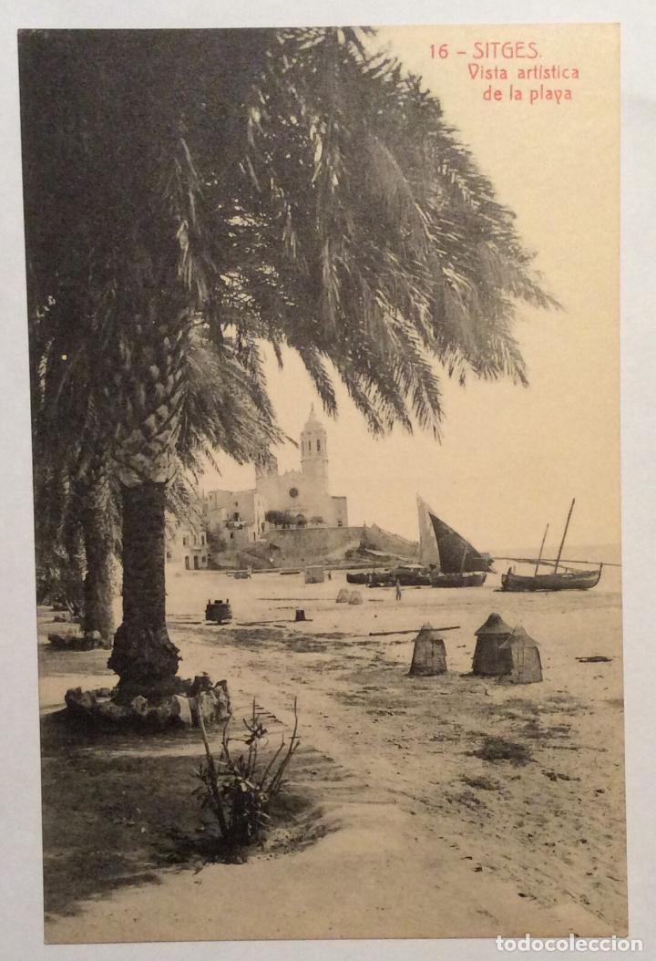 Postales: 16. SITGES. VISTA ARTISTICA DE LA PLAYA. (THOMAS). - Foto 1