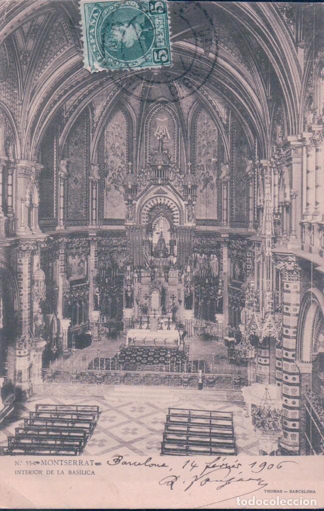 Postkarten: Postal de MONTSERRAT (Barcelona): Interior de la Basilica (LB, Thomas num.554). CIRCULADA