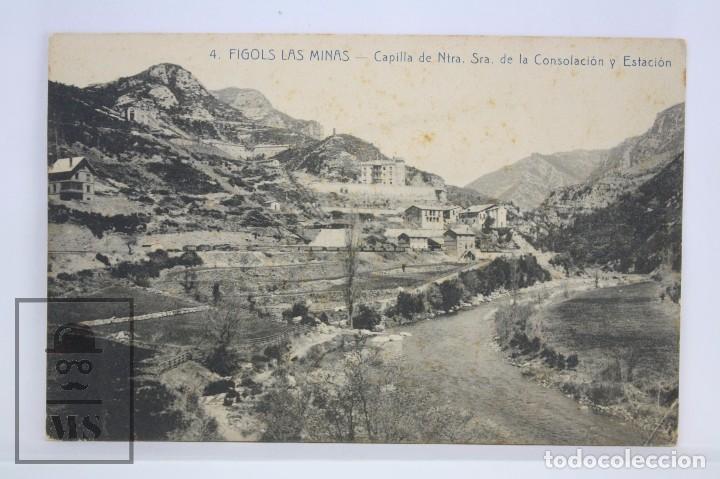 Postkarten: Postal 4. Figols Las Minas. Capilla Ntra. Sra de la Consolaci&oacute;n / Estaci&oacute;n Tren - Circulada - #PJS