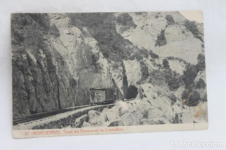 Cartes Postales: POSTAL DE MONTSERRAT, TUNEL DEL FERROCARRIL DE CREMALLERA, CON PERSONAL