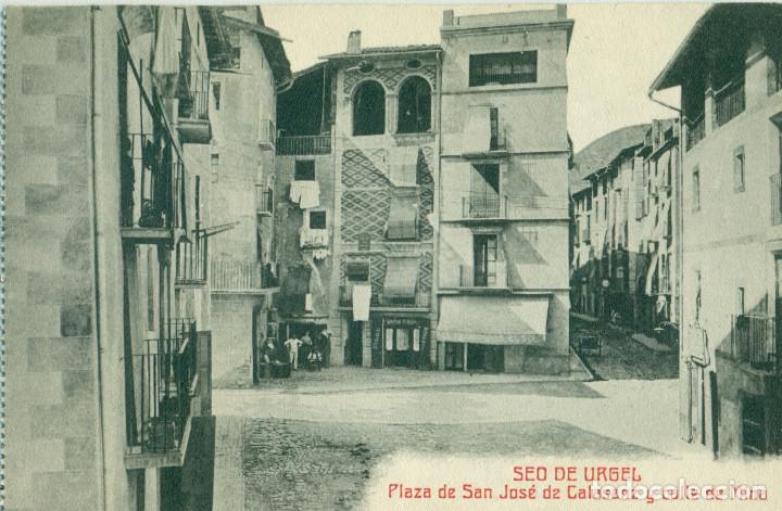 Postales: SEO DE URGEL PLAZA SAN JOSE CALASANZ Y CALLE DE MINA. HACIA 1920.
