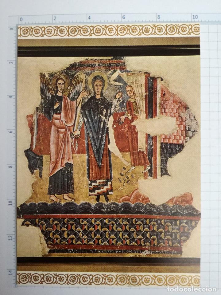 Postales: POSTAL N&ordm; 212 - CATALU&Ntilde;A - LERIDA, IGLESIA DE SAN PERE DE SORPE, MURAL LA ANUNCIACIO - ED. FISA 1969