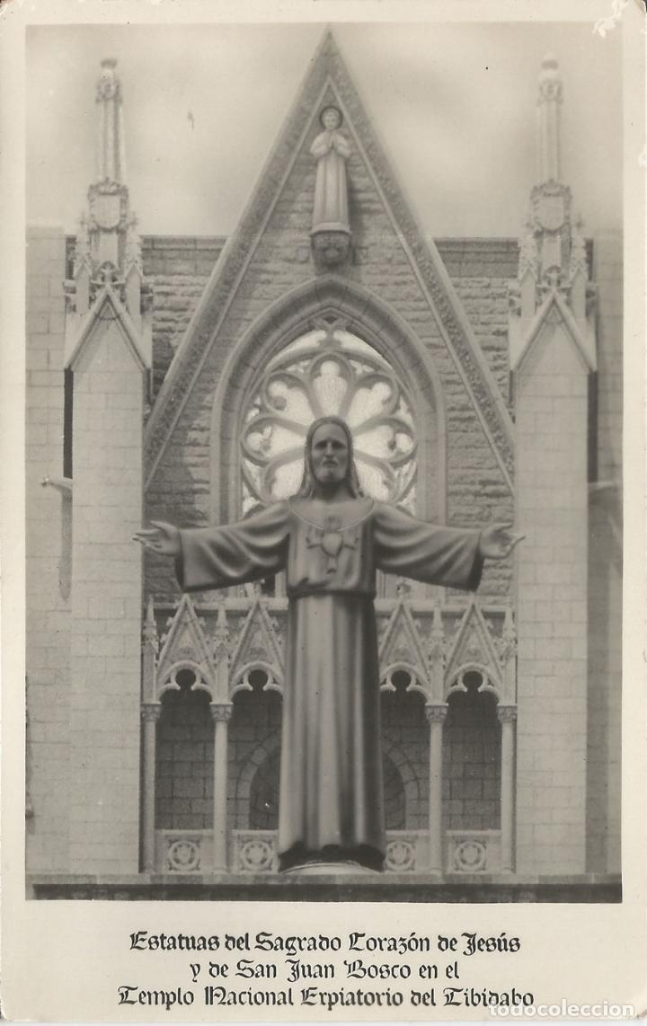 Postcards: FOTO / POSTAL TIBIDABO ESTATUAS DEL SAGRADO CORAZON Y SAN JUAN BOSCO - DORSO EN BLANCO