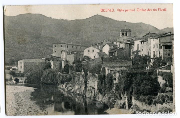 Postais: a00491 1609 besalu vista parcial orillas del rio fluvia tomas n&ordm;1609 circulada 1917