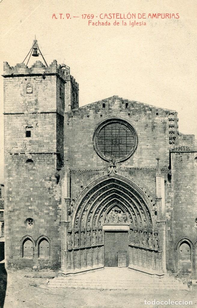 Cartoline: a00983 1769 Castello D' Empuries - Fachada De La Iglesia - Atv N&ordm;1769 circulada 1908