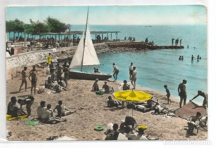 Postales: SAN CARLOS DE LA RAPITA .- HOTEL SUIZO Y PLAYA DE LOS ALFAQUES .- FOTO DAUFI N&ordm; 132