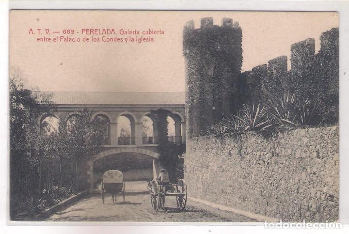 Postkarten: POSTAL A.T.V - 662- PERELADA ,GALERIA CUBIERTA ENTRE EL PALACIO DE LOS CONDES Y LA IGLESIA .