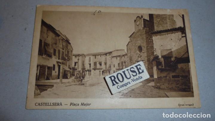Postkarten: CASTELLSER&Aacute; - PLA&Ccedil;A MAJOR CLIXE ARTIGAS , POST. ESCRITA - 14X9 CM. HUECGR. MUMBRU