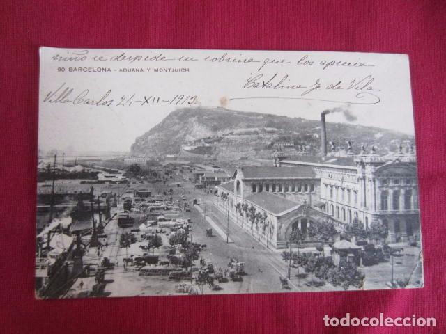 Postales: BARCELONA - ADUANA Y MONTJUICH - Foto 1