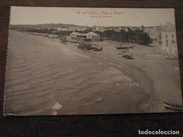 Postales: ANTIGUA POSTAL DE SITGES -PLAYA Y RIBERA, SIN CIRCULAR. - Foto 1