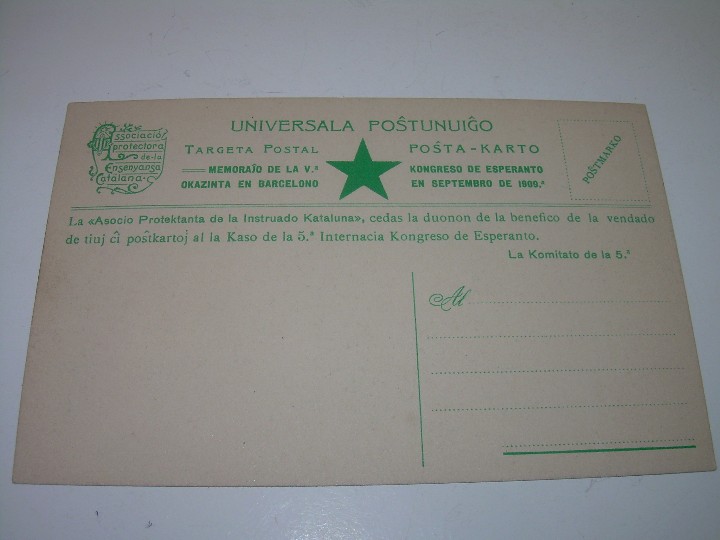 Postales: ANTIGUA POSTAL.....BARCELONA...ESPERANTO. - Foto 3