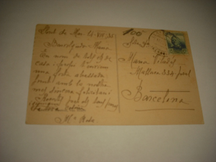 Postales: LLORET DE MAR 28 .PUNTA CAPDELLS , CIRCULADA 1935 - Foto 2