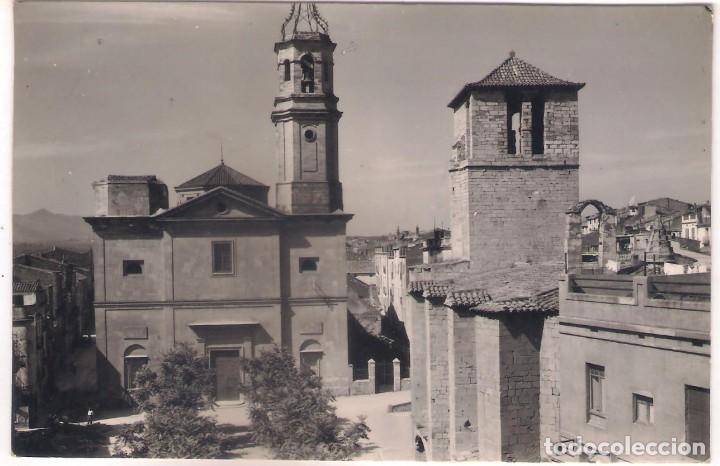 Postkarten: POSTAL DE ESPLUGA DE FRANCOLI,LA IGLESIA NUEVA,A LA DERECHA LA IGLESIA VIEJA.