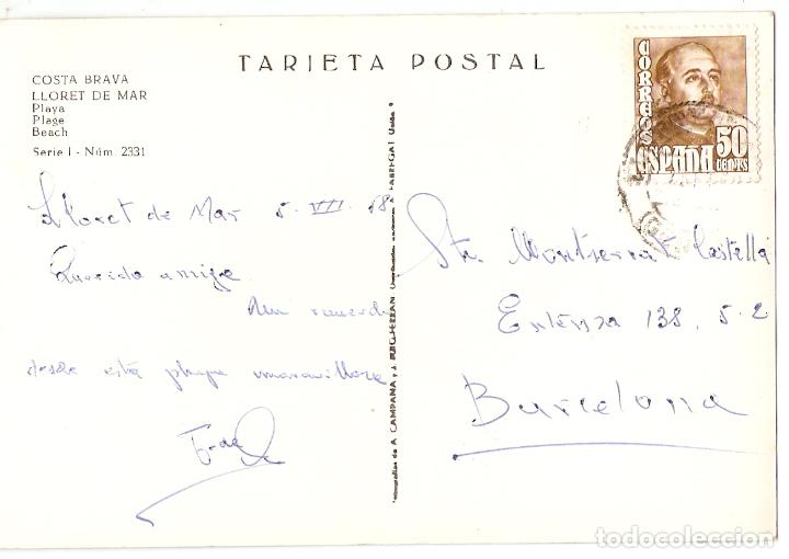 Postales: POSTAL - LLORET DE MAR - PLAYA - COSTA BRAVA - GERONA - Foto 2