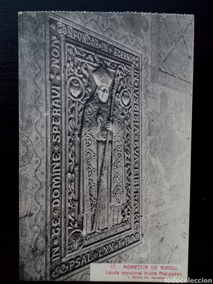 Cartes Postales: Postal del Monestir de Ripoll. Lauda sepulcral bisbe Morgades.