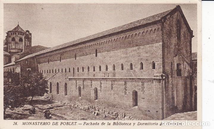 Postales: 24 Monasterio de Poblet Fachada de la Biblioteca (sin circular)