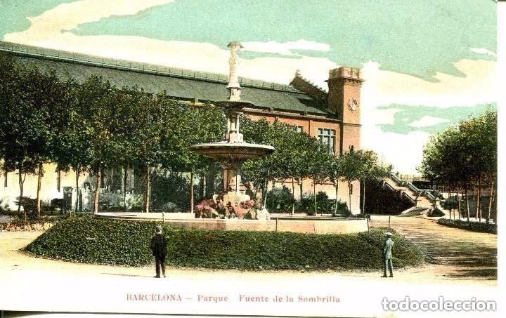 Postkarten: BARCELONA-PARQUE-FUENTE DE LA SOMBRILLA (DAMA) MUY RARA