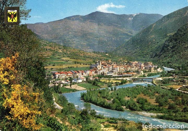 Postales: PIRINEO CATALAN EL PALLARS VISTA GENERAL DE SORT I RIU NOGUERA PALLARESA A&Ntilde;O 1968 SIN CIRCULAR