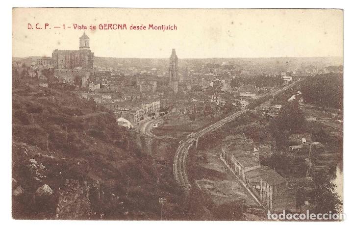 Postales: POSTAL--- D.C.P.- N&ordm; 1, VISTA DE GERONA DESDE MONTJUICH. FOTO THOMAS- GERONA. SIN CIRCULAR