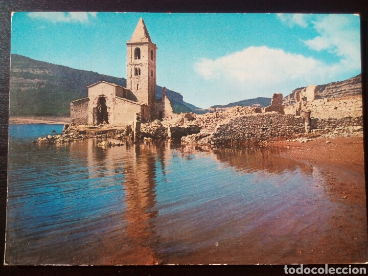 Cartoline: Postal de Pantano de Sau. Iglesia sumergida en las aguas.