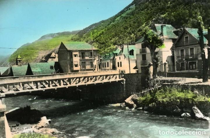 Postales: LES (LERIDA). PUENTE SOBRE EL RIO GARONA. EDICIONES SICILIA N&ordm; 3. FOTOGR&Aacute;FICA