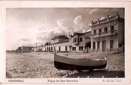 Postales: ANTIGUA POSTAL VENDRELL PLAYA DE SAN SALVADOR R GASSO FOT ESCRITA 1960