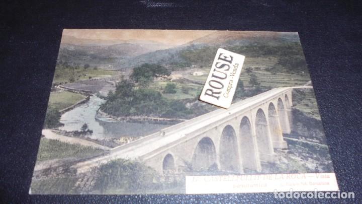 Postcards: 17 .- CASTELLFULLIT DE LA ROCA - VISTA PANORAMICA L. ROISIN FOT ILUMINADA CON ANILINAS 14X9 CM.