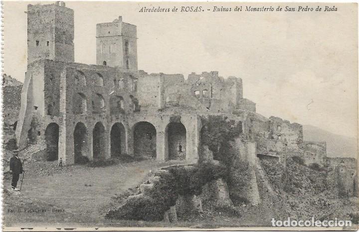 Postales: ALREDEDORES DE ROSAS / RUINAS DEL MONASTERIO DE SAN PEDRO DE RODA / SIN FRANQUEAR