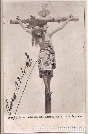 Postales: ANTIGUA POSTAL VERDADERO RETRATO DEL SANTO CRISTO DE PIERA ESCRITA