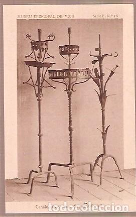 Postales: ANTIGUA POSTAL MUSEU EPISCOPAL DE VICH SERIE E N&ordm; 18 CANALOBRES DE FERRO SEGLES XIV XV a