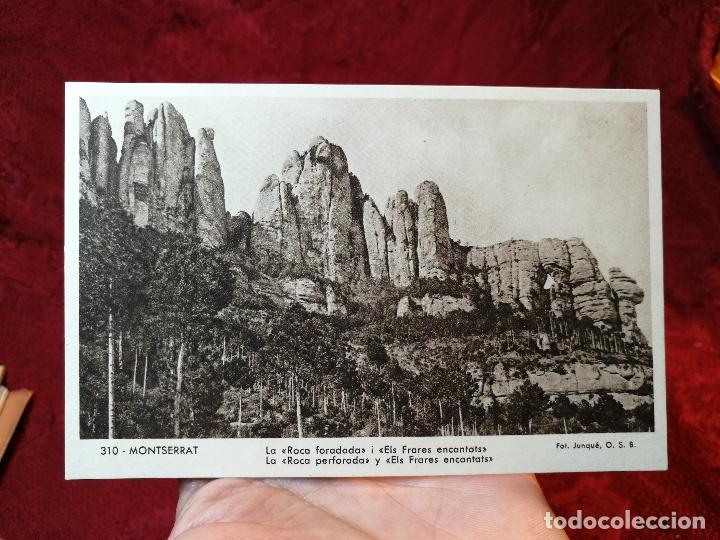 Postales: 310 MONTSERRAT-ROCA FORADADA FRARES ENCANTATS- FOT.JUNQUE O.S.B..HUECOGRABADO-MUMBRU-BARCELONA