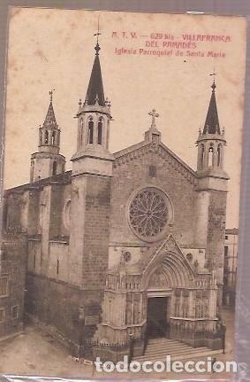 Postais: ANTIGUA POSTAL ATV 639 BIS VILLAFRANCA DEL PANADES IGLESIA PARROQUIAL DE SANTA MARIA ESCRITA ED ANGE