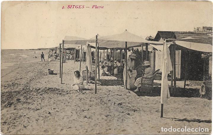 Postales: SITGES N&ordm; 4  .- PLAYA .- CIRCULADA 1922 - Foto 1