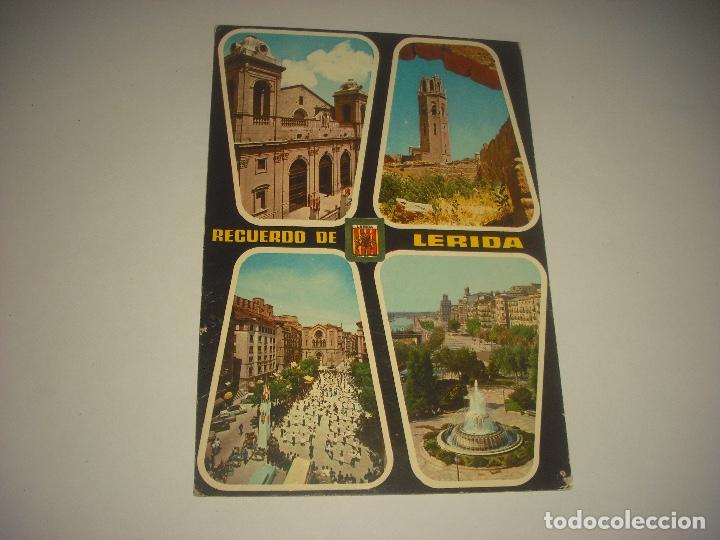 Postales: RECUERDO DE LERIDA , CATEDRAL, SEO ANTIGUA , PLAZA DE ESPA&Ntilde;A Y DEL GOBIERNO CIVIL , CIRCULADA