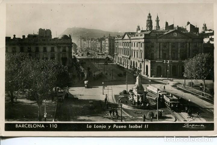 Postales: BARCELONA-LA LONJA Y PASEO ISABEL II-TRANV&Iacute;AS---ZERKOWITZ