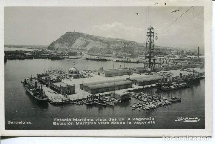 Postales: BARCELONA--ESTACI&Oacute;N MAR&Iacute;TIMA Y PUERTO VISTA DESDE UNA VAGONETA-ZERKOWITZ