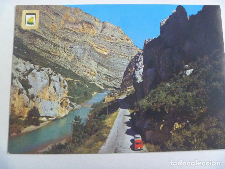 Postales: POSTAL DE SELLES ( LERIDA ) : DESFILADERO ELS TERRADETS . COCHES DE EPOCA , A&Ntilde;OS 60