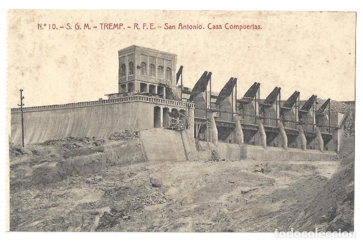 Postales: TREMP- S. G. M.- N&ordm; 10, R. F. E. SAN ANTONIO, CASA COMPUERTAS, FOT. THOMAS. L&Eacute;RIDA- SIN CIRCULAR