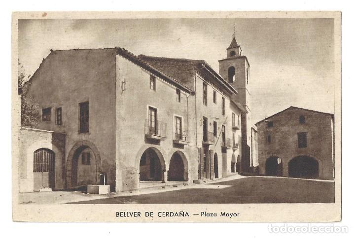 Postales: BELLVER DE CERDA&Ntilde;A.- PLAZA MAYOR. HUECOGRABADO RIEUSSET. L&Eacute;RIDA- SIN CIRCULAR