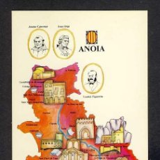 Postales: POSTAL AMB EL MAPA DE L' ANOIA (ED.CONGRES CULTURA CATALANA)