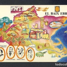 Postales: POSTAL AMB EL MAPA DEL BAIX EBRE (ED.CONGRES CULTURA CATALANA)