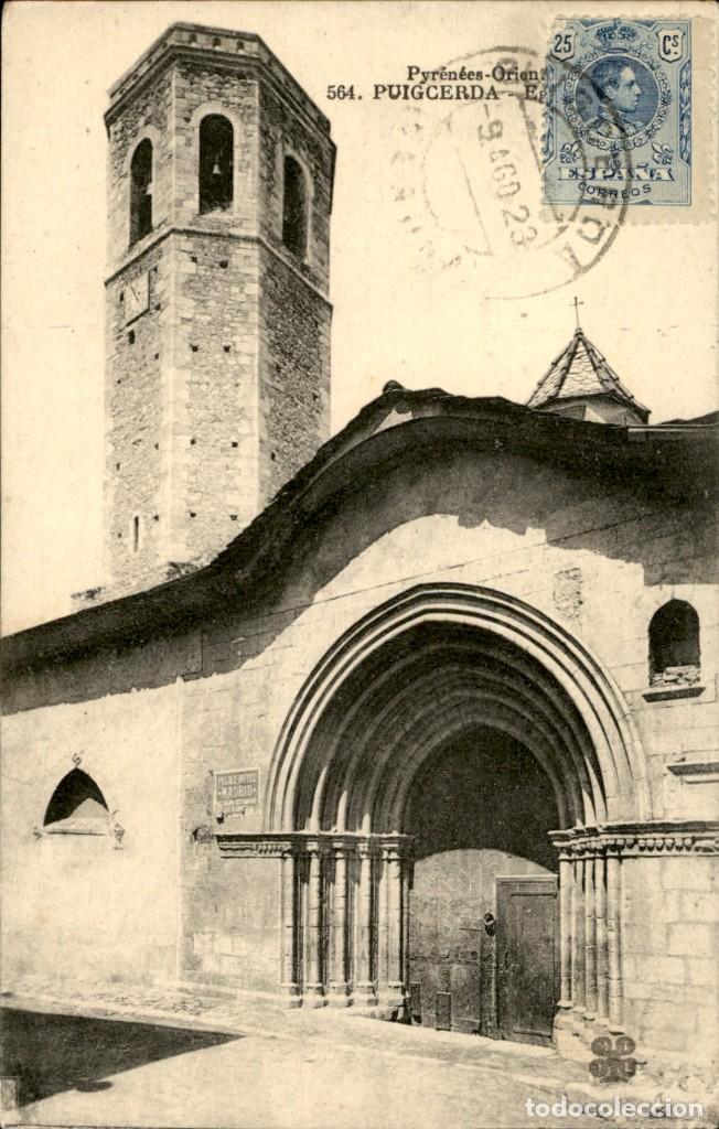 Postales: Pirineos orientales &ndash; Puigcerda &ndash; Iglesia &ndash; 1923 - Circulada - 9 x 14.