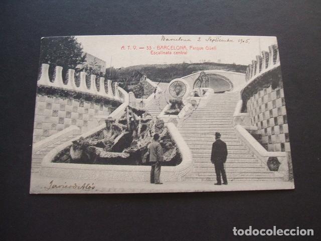 Postales: BARCELONA PARQUE G&Uuml;ELL ESCALINATA CENTRAL - Foto 1