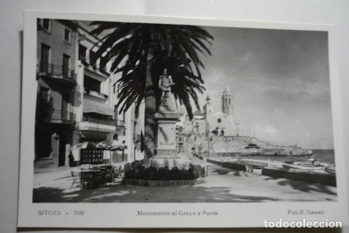 Postales: POSTAL SITGES - MONUMENTO AL GRECO Y PUNTA   CM - Foto 1