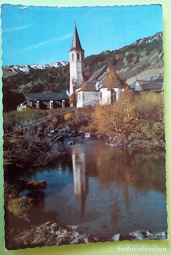 Postales: Valle de Ar&aacute;n. 5068 Santuario de Montgari, reflejado en el r&iacute;o Noguera Pallaresa. Oficina Turismo Po