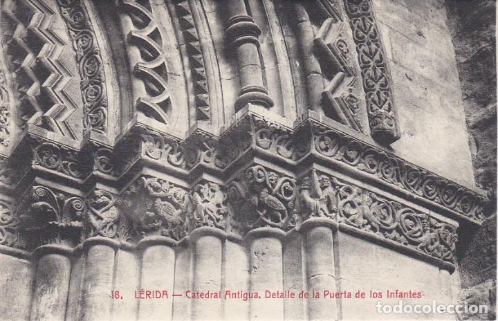 Postales: lerida, catedral antigua, detalle de la puerta de los infantes